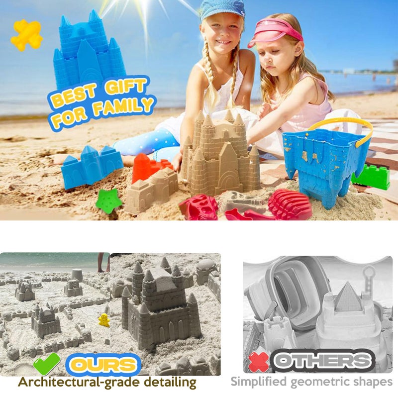 SupMLC Beach Toys 27 pcs Sand Toys, Sand Castle Building Kit for Kids - with Sand Bucket, Mesh Bag, Shovels and Rakes, Sandbox Toys for Toddlers Kids - Image 5